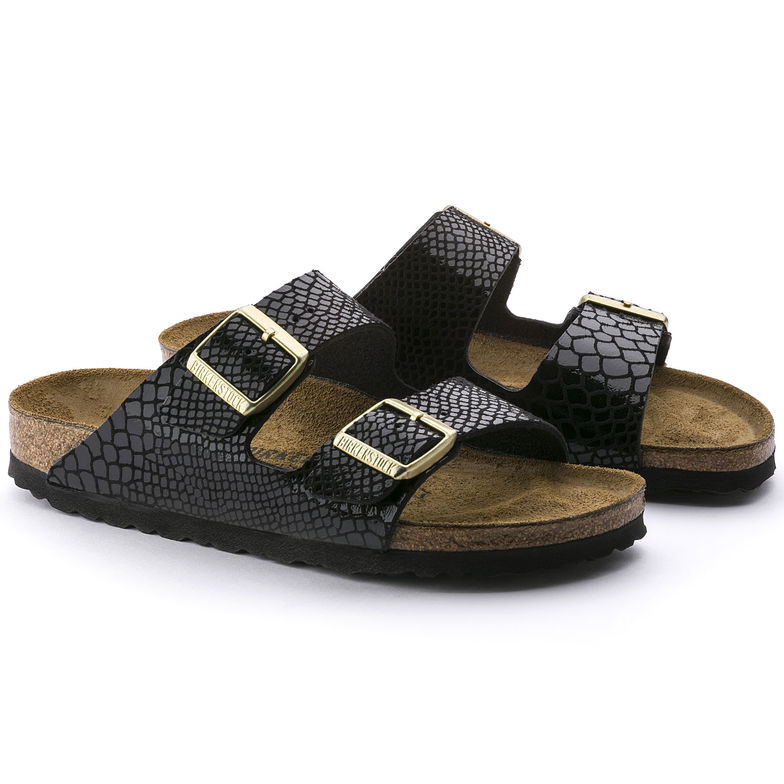 Birkenstock Arizona Black Snakeskin Pattern Sandals - Stylish and Comfortable Footwear